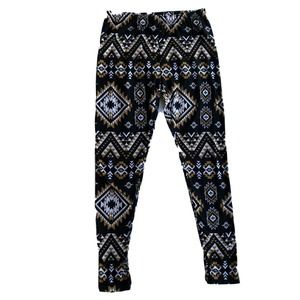 No Boundaries Leggings Juniors Sz Med Black Yellow Aztec Workout Yoga Pants